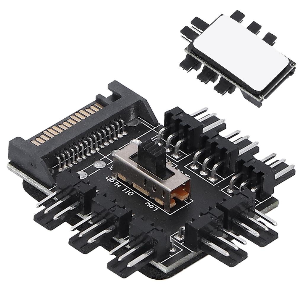 Computer Fan Hub Splitter 8‑Way Speed Controller 3 Pin Extension Cable SATA Interface