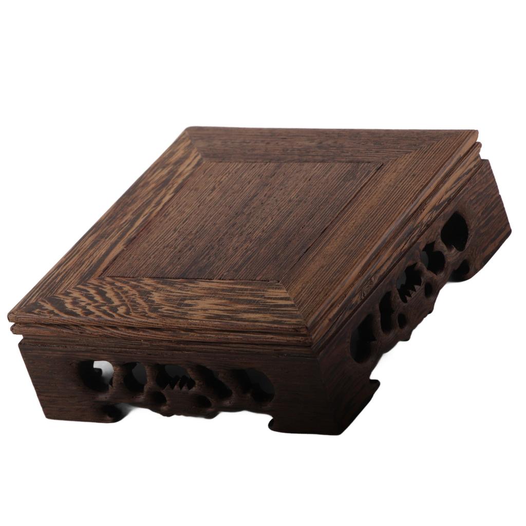 Buddha Statue Ornament Base Wooden Flower Pot Stand Durable Square Vase Fish Tank Display Tray