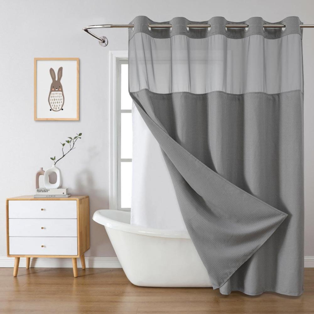Tenda da Bagno a Doppio Strato con Pesi Magnetici Tenda Divisoria con Motivo a Waffle Tenda da Doccia Hotel