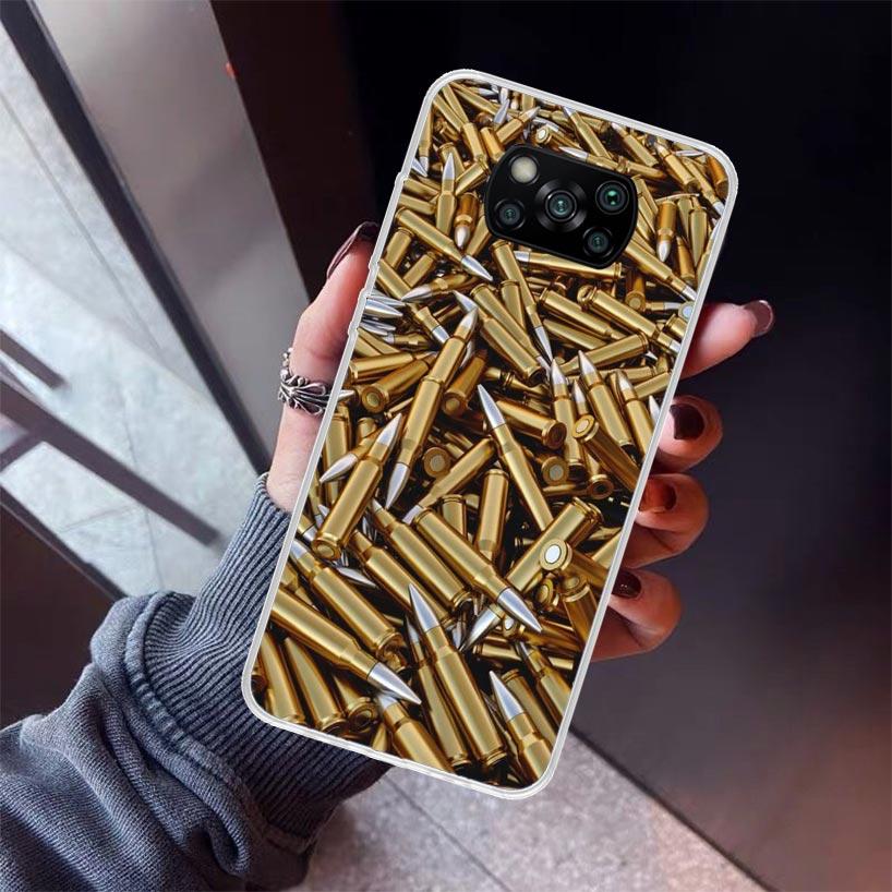 Gun Bullets AK47 Handgun Phone Case For Xiaomi Poco X7 X6 X5 Pro F7 Ultra Redmi 15C 15 13 13C 12 12C 10 10A 10C 9 9A 9C 9T Shell