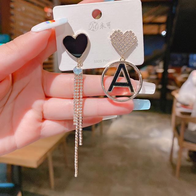 

Позолоченные модные серьги-кисточки с буквой Love для женщин, индивидуальные асимметричные серьги-подвески из циркония, элегантные ювелирные изделия