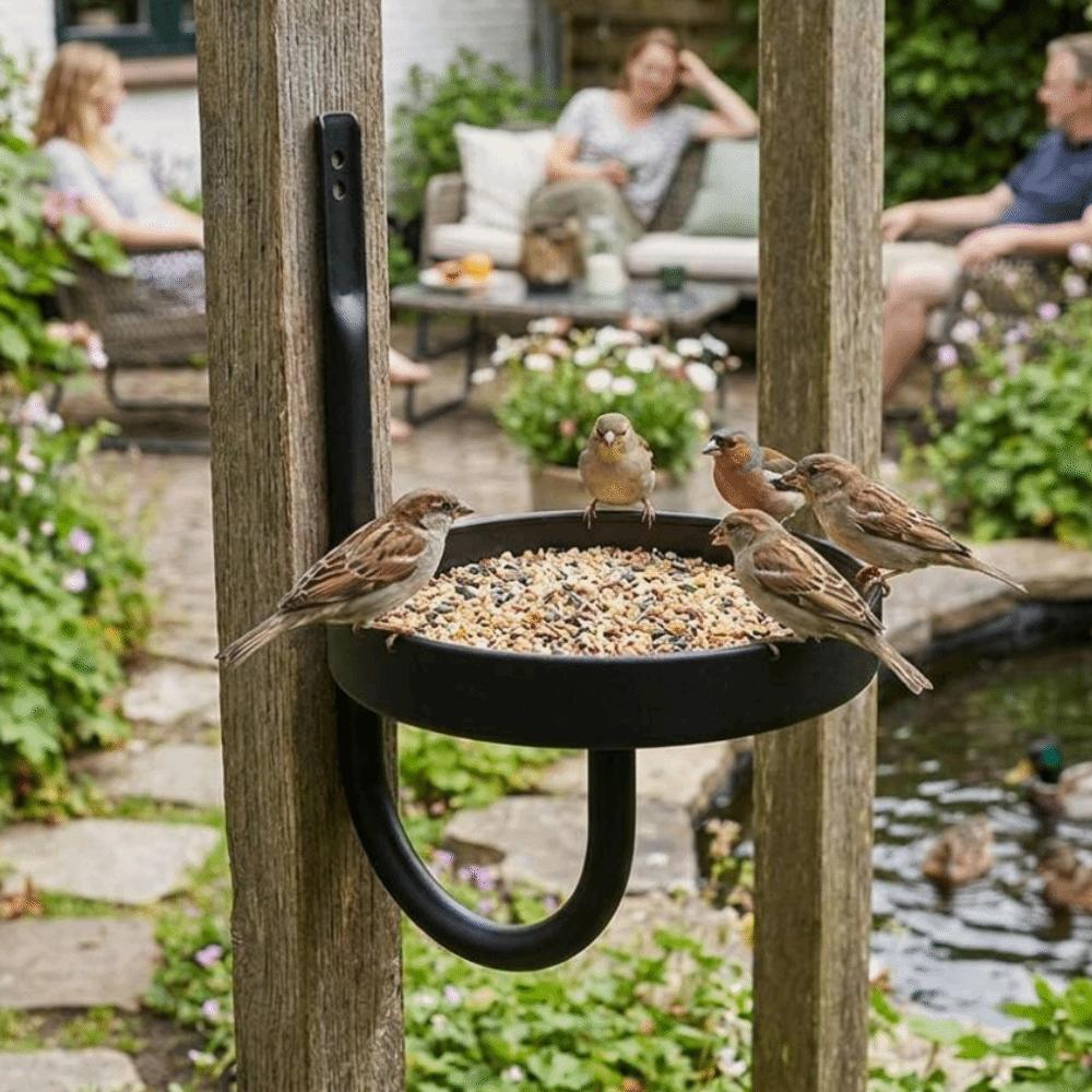 Vintage Style Flower Basket Holder Cast Iron Green Plant Shelf Durable Metal Bird Bath  Garden