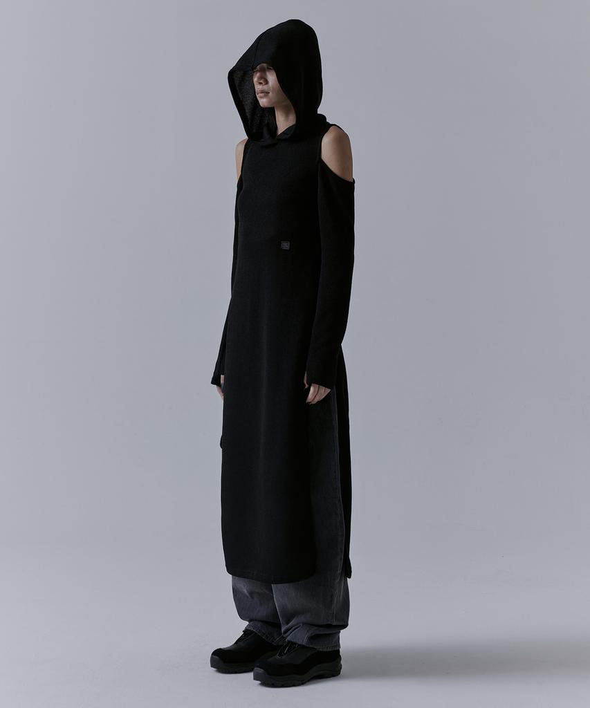 Teulimingbeodeu Hooded Cold-Shoulder One-Piece [ Black ]