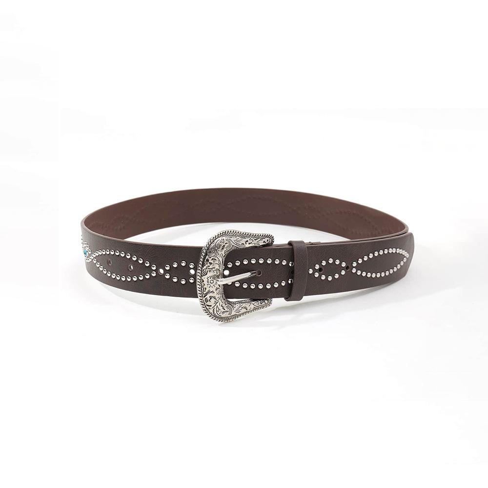 Trendy Retro Inlaid Gem Belt Female, Punk Style Personality Hottie Decorative Belt