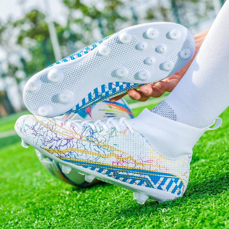 New football shoes men's made grass flat training shoes long nails broken nails youth sports socks mouth