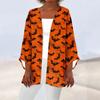 Women's Casual And Fashionable Halloween Printed Lightweight Mid Length Jacket Cardigan