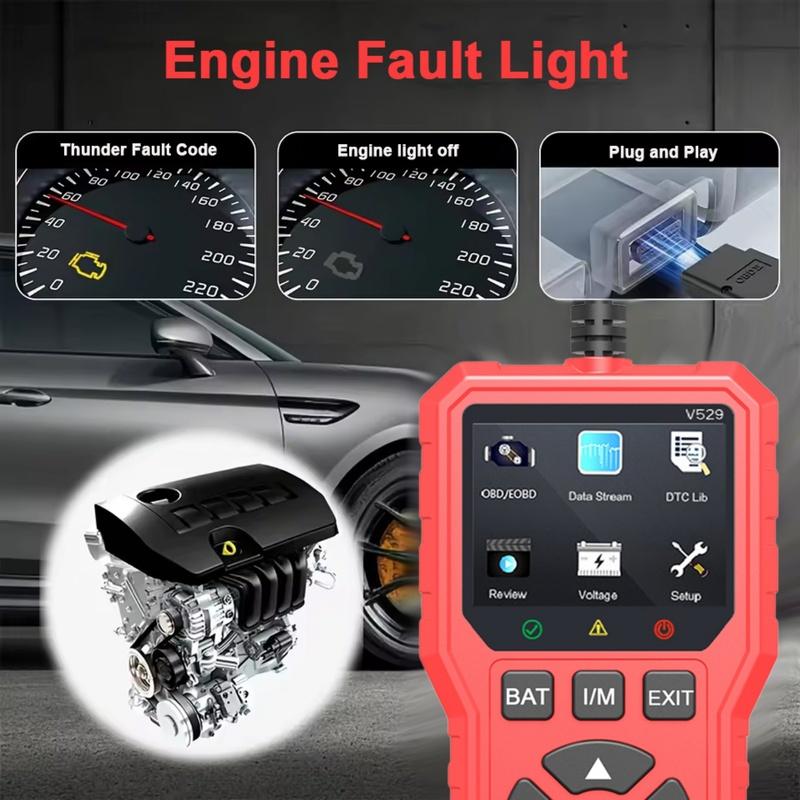 2025 New Car OBD2 Scanner Diagnostic Tool Code Reader Full OBDII Diagnostic FOXSUR V529 Battery Voltage Test Real time Data