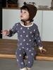Autumn and winter pure cotton cartoon boneless loungewear baby clothes 280g wool pull frame boys pajamas set