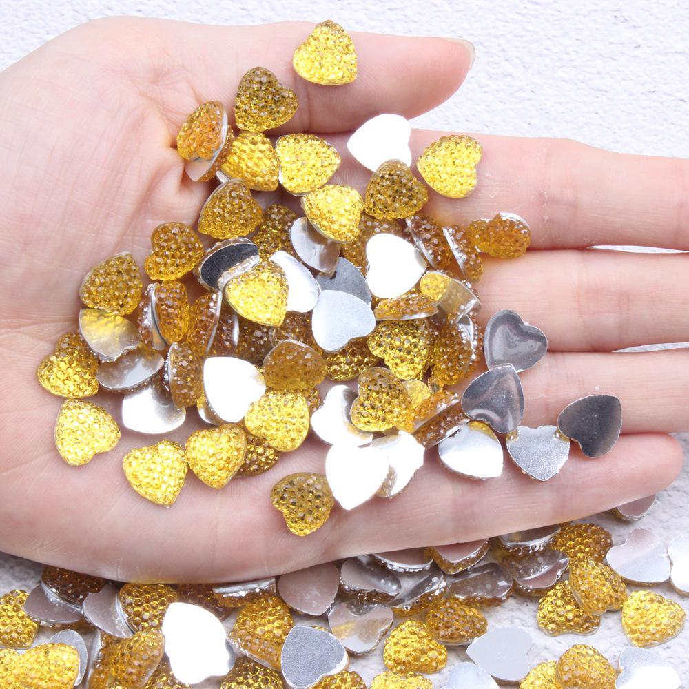 Multi-Color Shiny Peach Heart Resin Rhinestones - 8mm, 10mm, 12mm DIY Decor