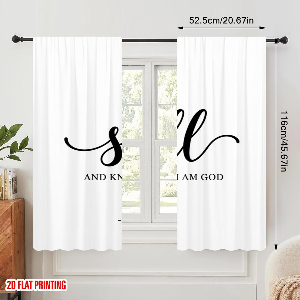 2pcs 2D flat printing Curtains Be Still Know God Fabric Without Electricity Festive Wall Decor Perfect for Wall art Party