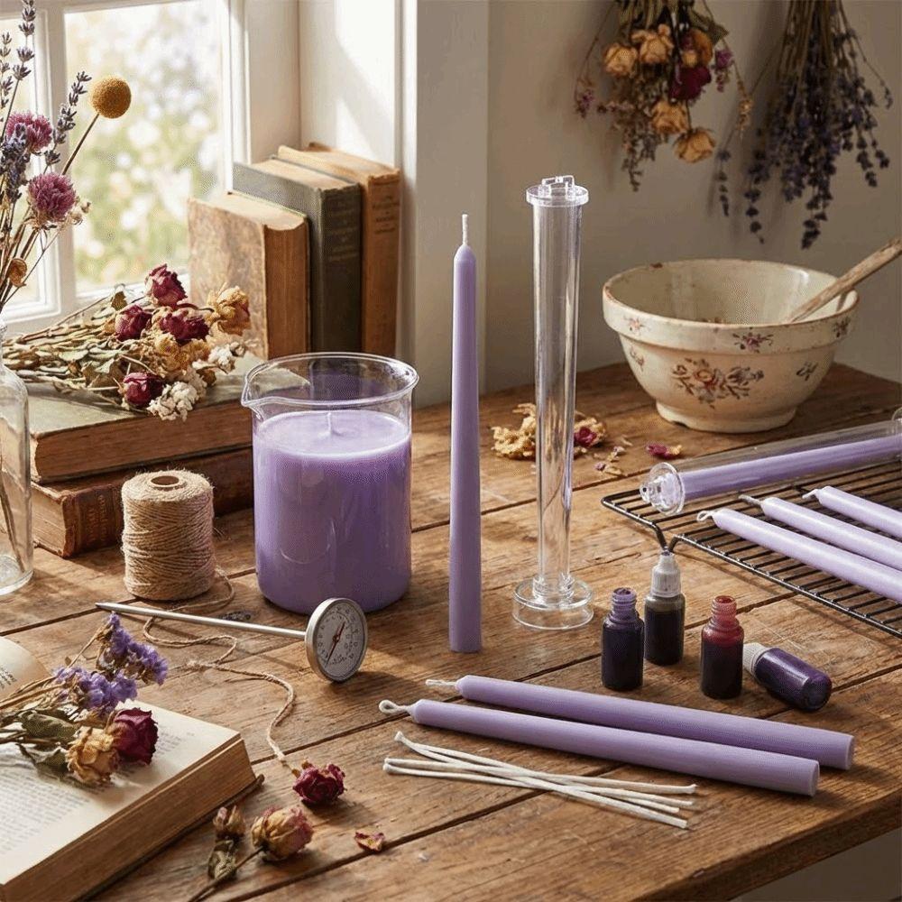 Kunststoff Langer Stiel Kerzenform DIY Basteln Handgemacht Spitzkerzenform Transparent mit Basis Aromatherapie Kerzenform