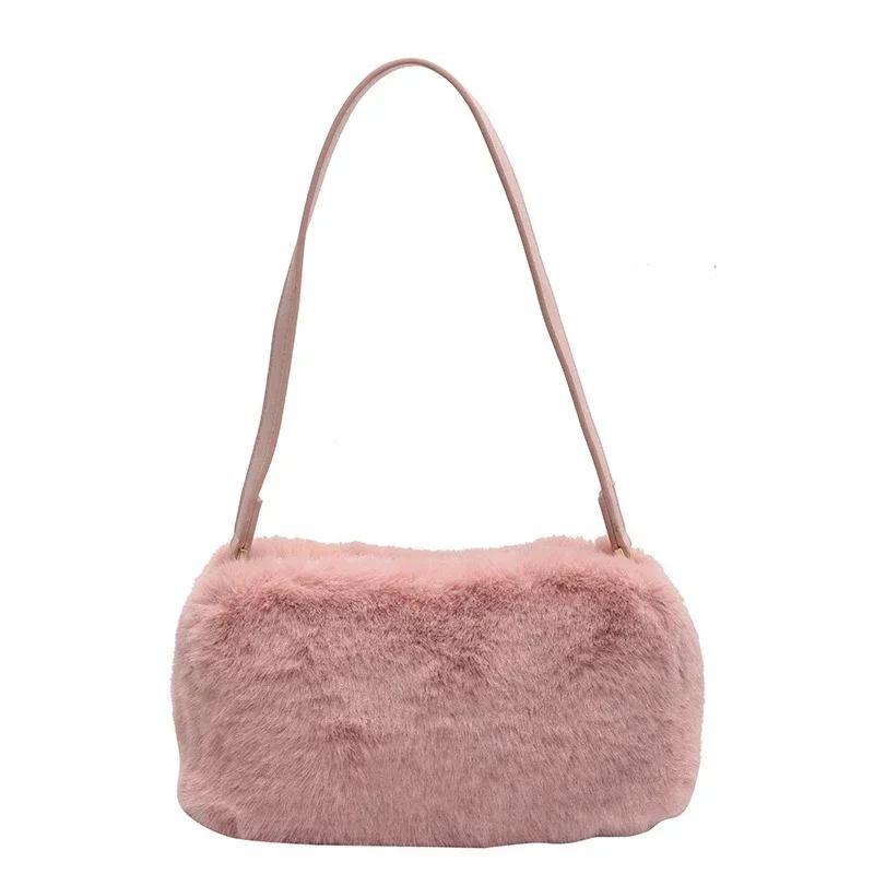 

Зимняя бархатная молния однотонная сумка-тоут простая модная сумка через плечо мягкая универсальная популярная сумка-тоут розовый