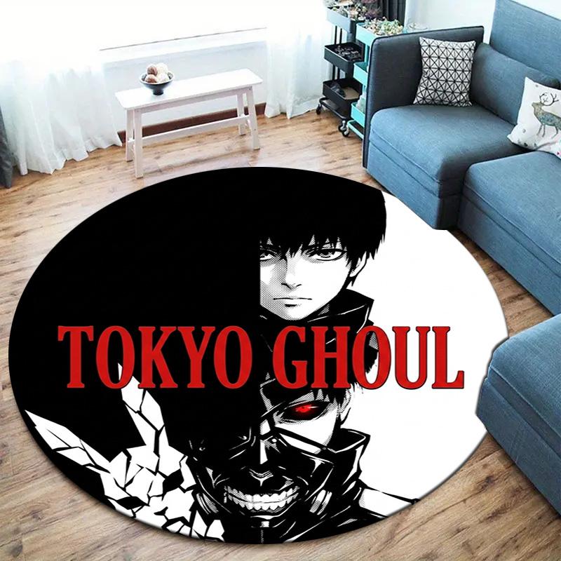 Tokyo Ghoul Runder Teppich Teppich für Wohnzimmer Schlafzimmer Sofa Spielzimmer Dekor Rutschfeste Bodenmatte
