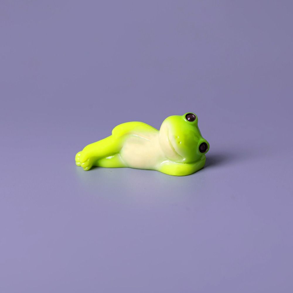 6pcs Cartoon Style Mini Frog Ornament Desktop Sized Desktop Frog Accessory Micro Landscape