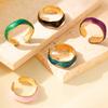 French Wave Geometric Titanium Steel Ring: Colorful, Irregular Design
