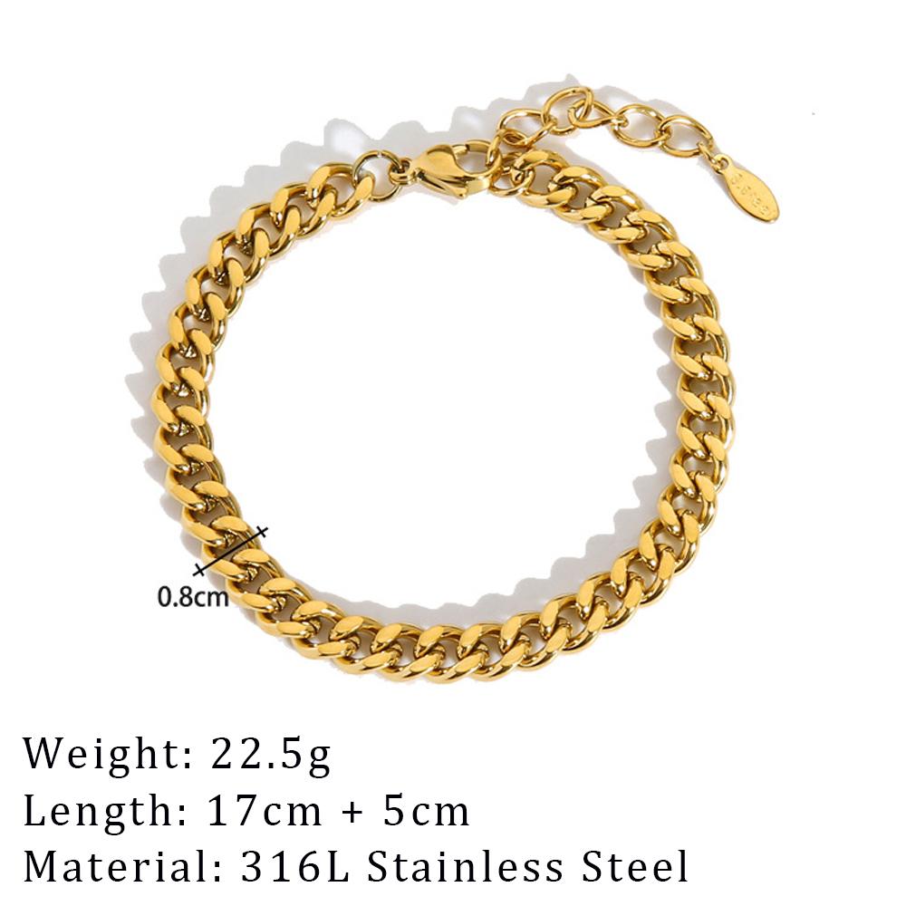 2024 Neues breites klobiges verdrehtes Armband für Damen Goldfarbe Edelstahl Gliederkette Kubische Kette Armreif Geschenk