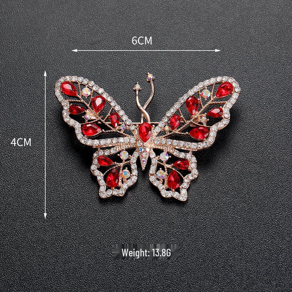 Exquisite Women's Red Flower Brooch – Niche Design, High-End Suit Accessory