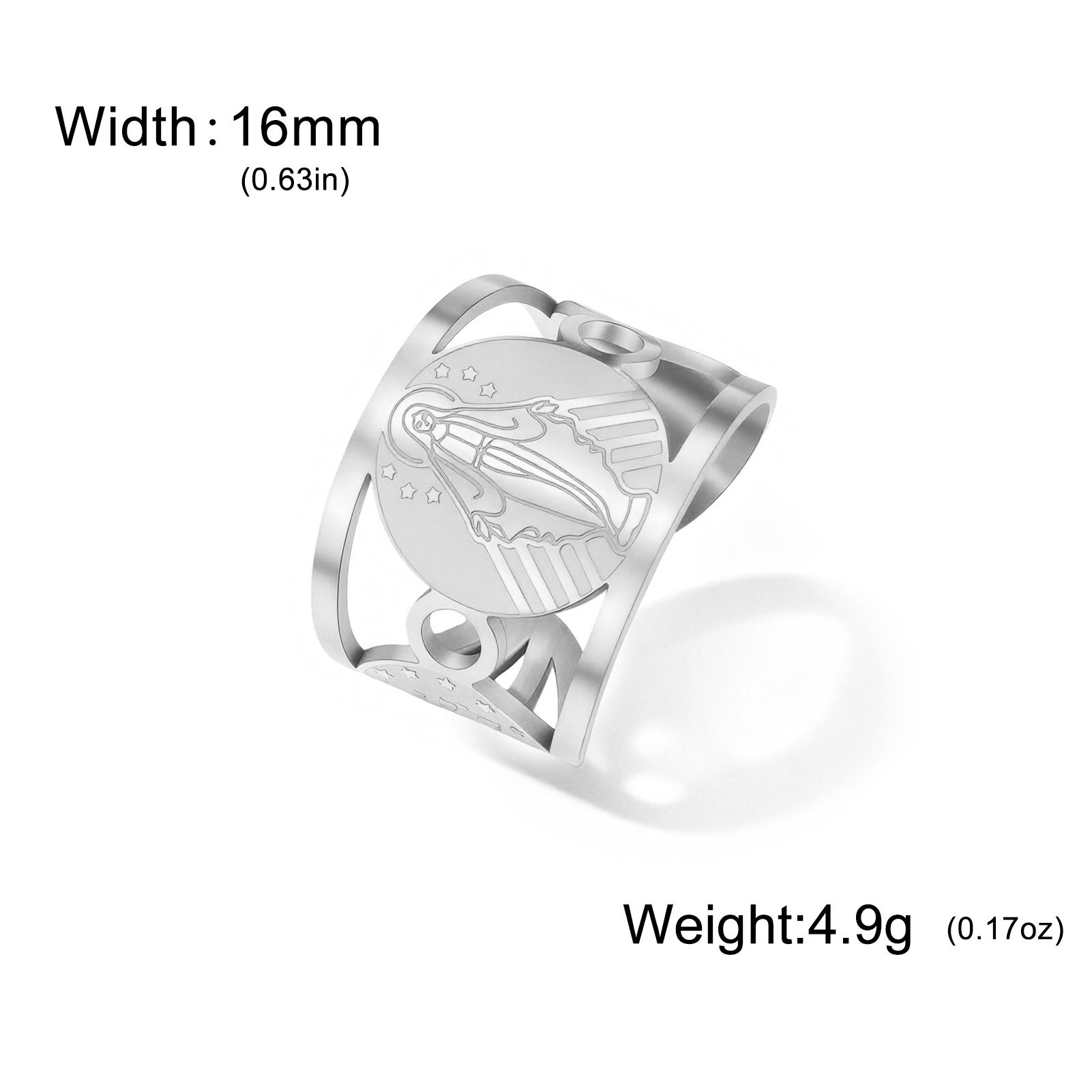 

Teamer Virgin Mary Wide Hollow Ring Adjustable Stainless Steel Finger Ring For Women Man Catholicism Amulet Fashion Jewelry New resizable