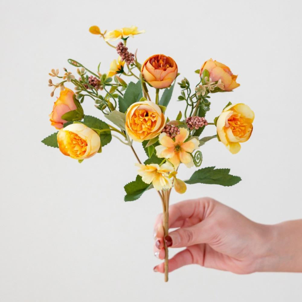 

Fashion Silk Artificial Flower High Quality DIY Wedding Bouquet Handmade Fake Flower Wedding