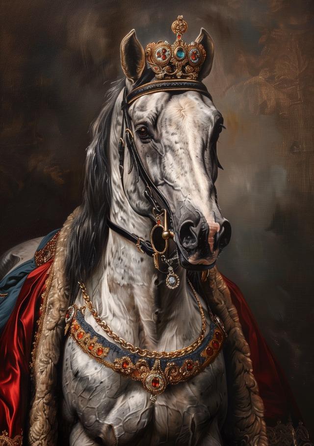 Premium Vintage Royal Animal Pet Portrait Posters and Prints Canvas Printing Wall Art Picture for Living Room Home Decor Gifts
