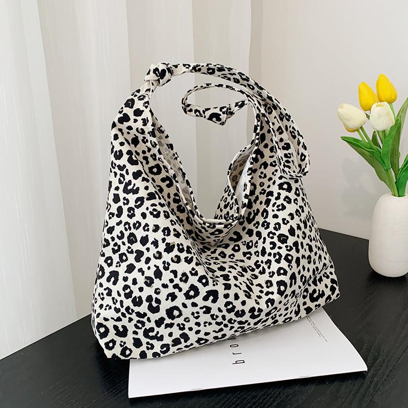 IELGY All-Match Leopard Print One-Shoulder Canvas Shopping Bag