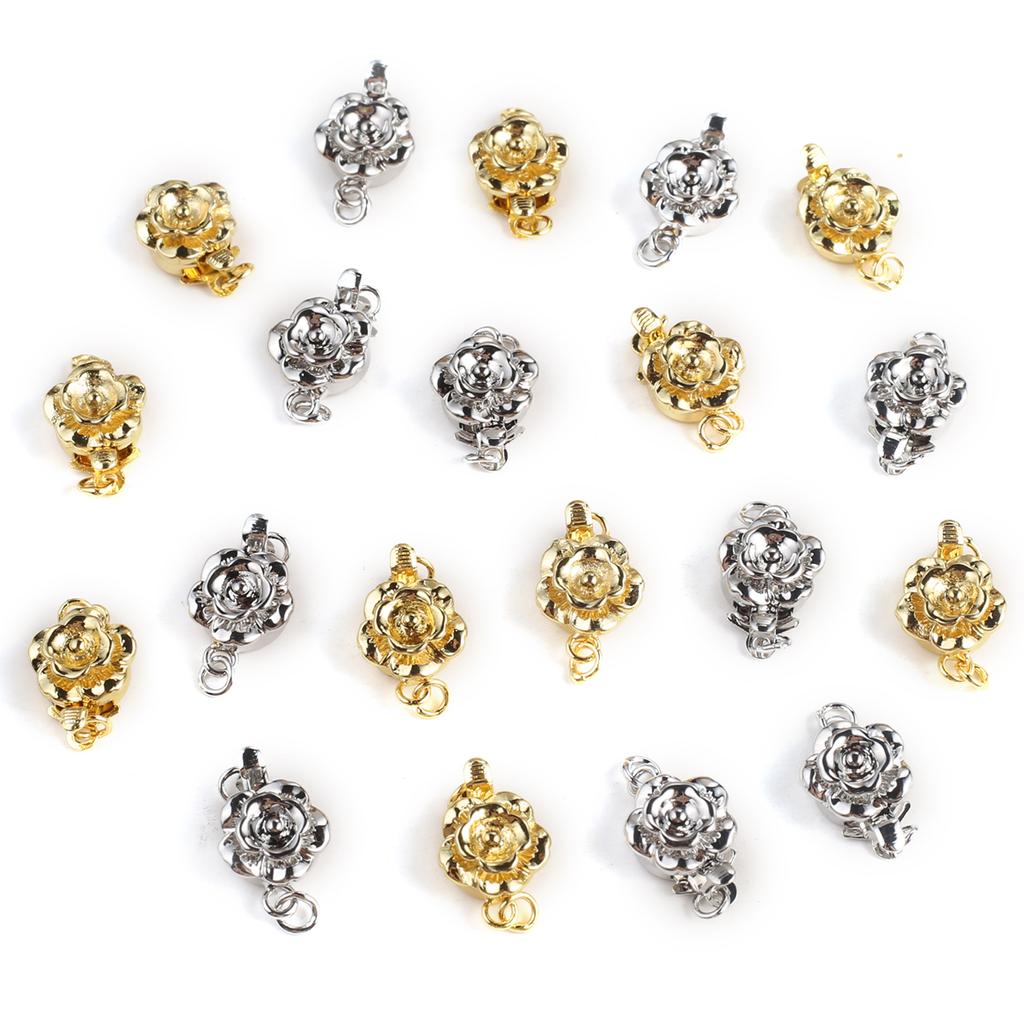 2Pcs Rose-Shaped Clasps For Necklace Bracelet Brass Buckle Hooks Connector For DIY Jewelry Making Accessories