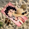 Betty Boop Print Beach Towel Design, Soft, Lightweight. for Home Bathroom, Spa, Pool, Yoga, Surfing, Camping, Gift for Family, Friend