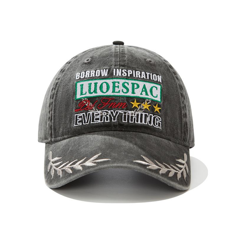 Heavy industry embroidery retro cap female big head circumference enlarged deep top pure cotton street hip hop baseball hat male