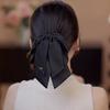 Simple Black Satin Bow Ponytail Clip For Women Girls Light Luxury Hair Clip Temperament Exquisite Hairpin Hair Accessories