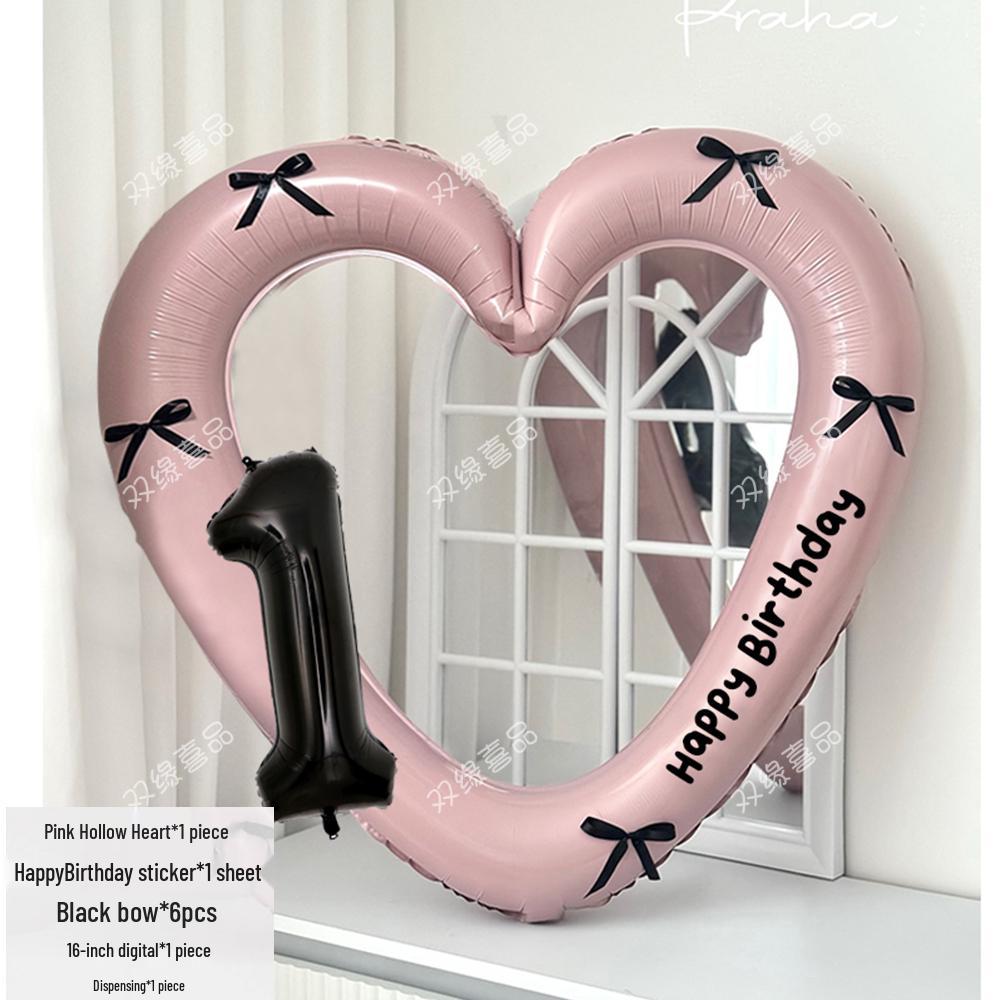 Pink Heart Cutout Balloon Photo Frame for First Birthday & Milestone Celebrations