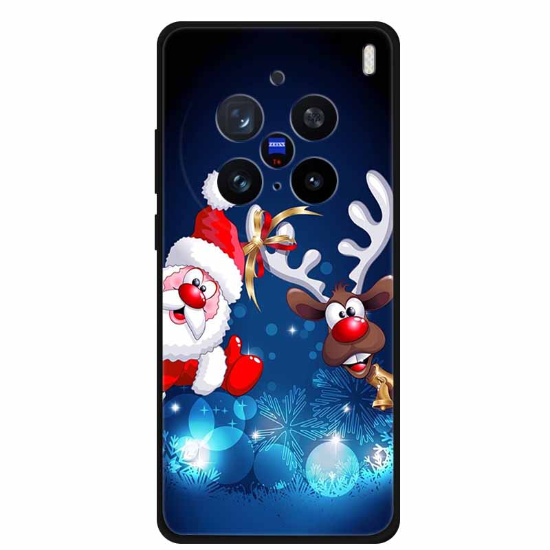 Christmas Cover For Vivo X200 Pro 6.78"Black Silicone Case For vivo X200 Pro mini 6.31" TPU Santa Claus ChristmasTree Back Cover