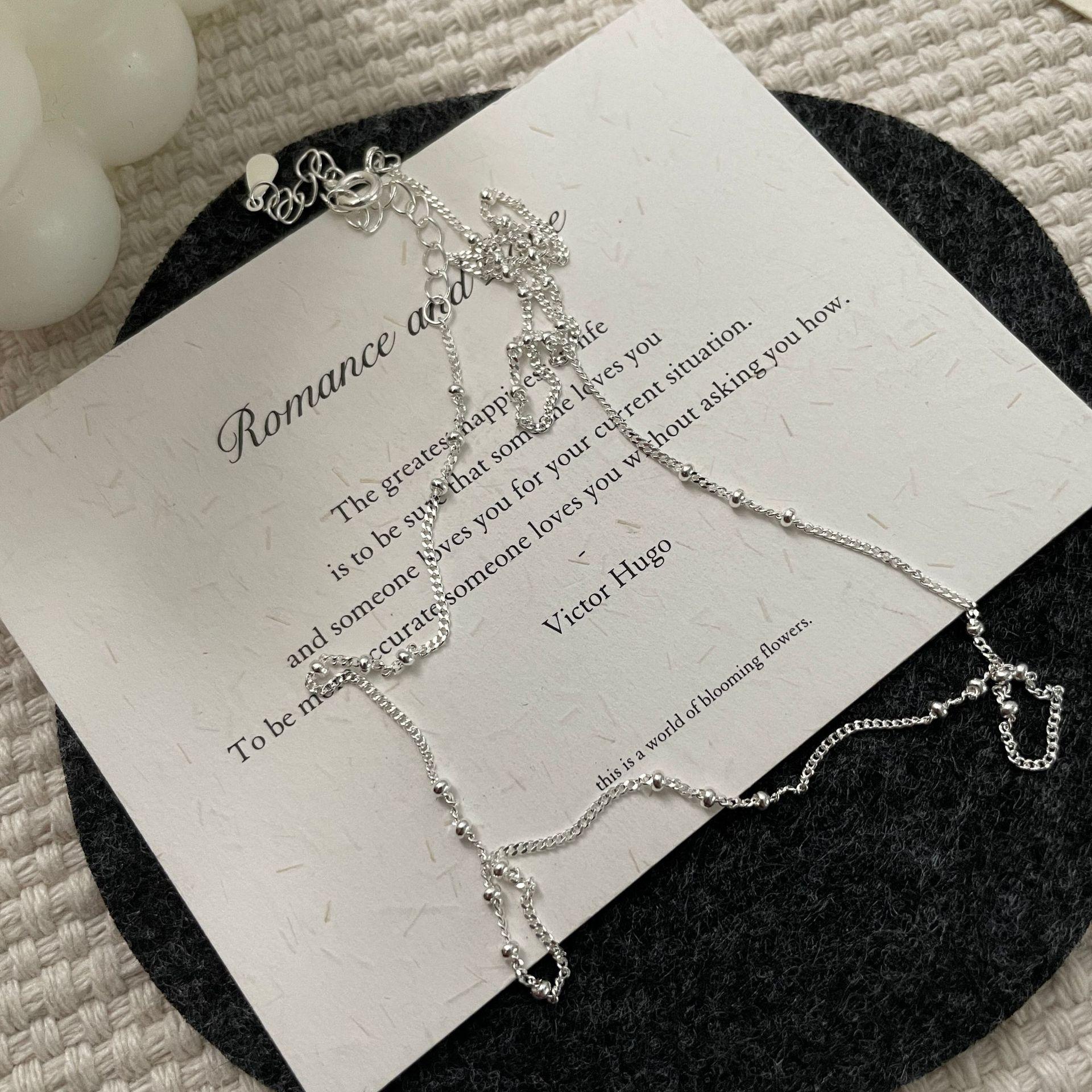 S925 sterling silver Korean version niche design beads fashion collarbone chain Korean version Korean style simple necklace 925 sterling silver