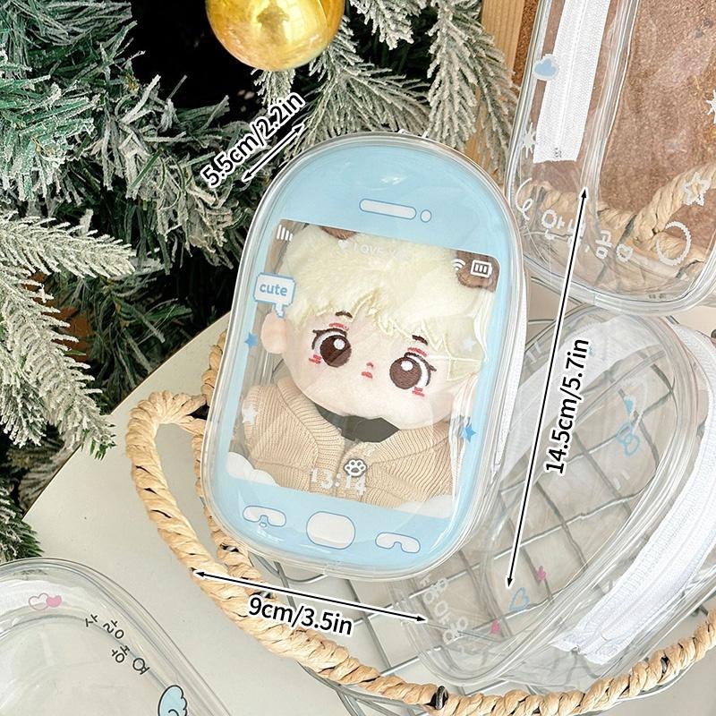 Clear Storage Bag Dollhouse Storage Bag with Zipper Hanging Keychain for Bag Gift Bag Packaging Pouch Doll Organizer Bags