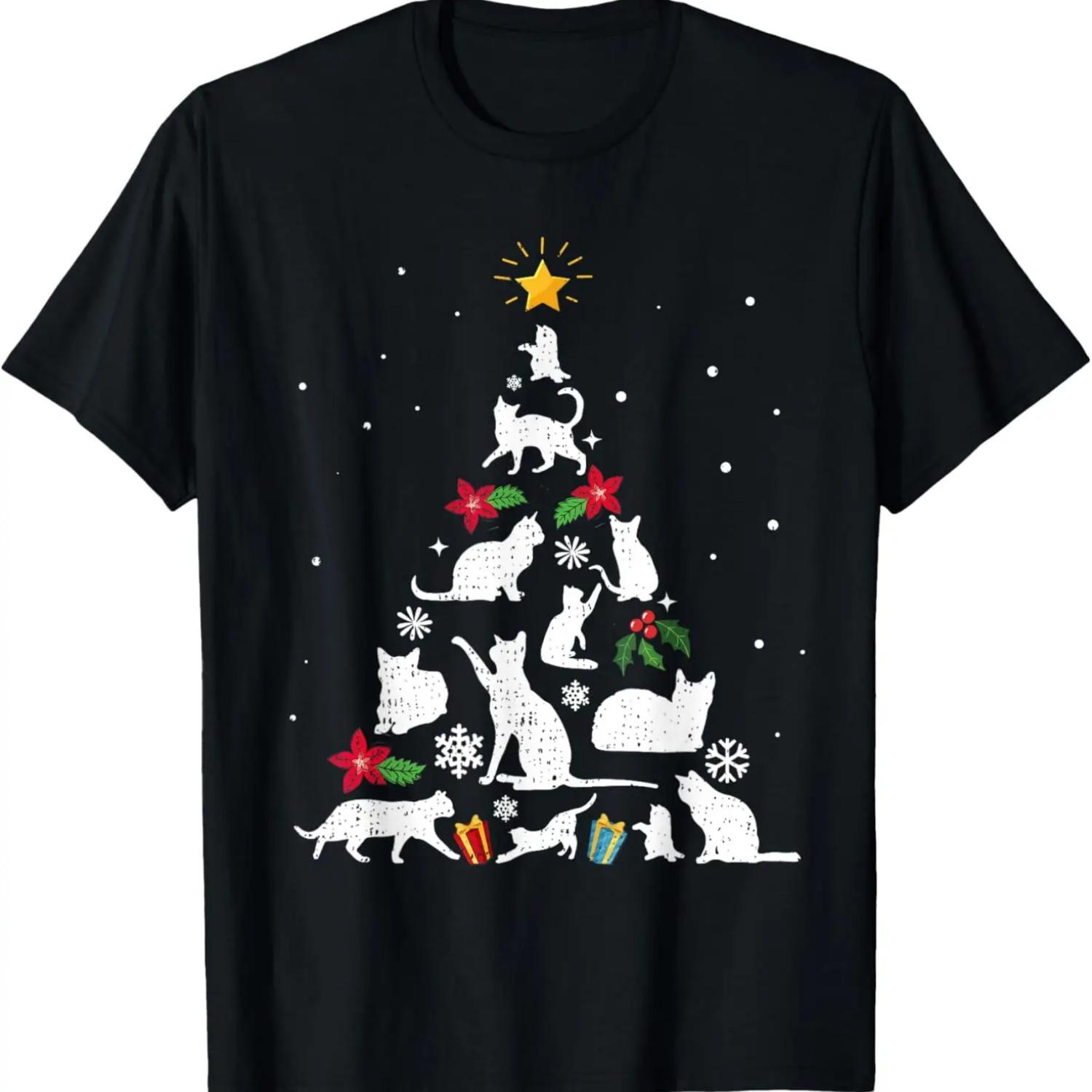 

Funny Cat Christmas Tree T-Shirt XXXXXL