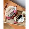 Vintage Makeup Bag Dark Red Floral Jacquard Fabric Cosmetic Pouch Women's Zip Square Clutch Handbag for Toiletries Storage