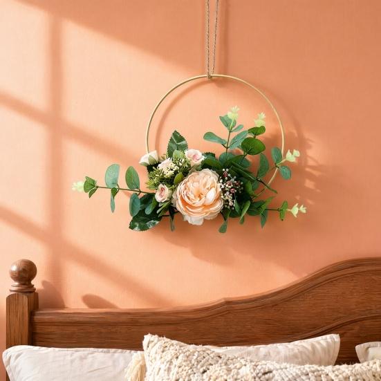 Artificial Flower Wreath, Sustainable Hanging Ornaments, with Elegant Flower Decorations for Bedroom Living Room Balcony Cafe Nursery