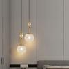 American Modern Retro Dining Room Bedroom Long Line Chandelier Water Ripple Glass Lampshade Lighting E27 Warm Decorative Lamp