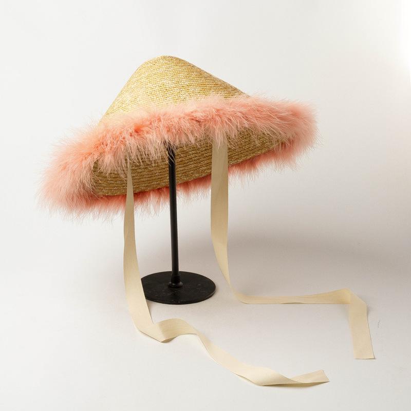 Європа та Сполучені Штати навесні та влітку новий солом'яний капелюх з краєм пір'я відкритий відтінок сонцезахисний крем моделювання капелюхи капелюхи