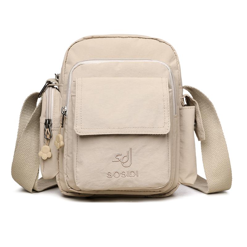 Sac Carré Petit en Nylon Imperméable Sac Léger pour Téléphone Portable pour Femmes Sac Bandoulière Commuter Multi-Poches