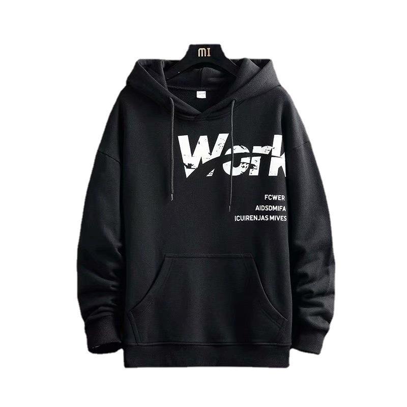 IELGY Мужской свитер с капюшоном, модный пуловер, свободная одежда M чёрный