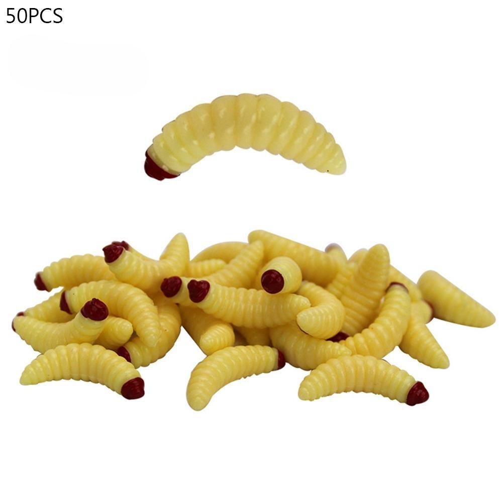Puntos Sport 50Pcs Freshwater Seawater Fishing Tackle Artificial Worm Soft Baits Fish Lures