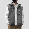 Gilet Giacca di Jeans con Cappuccio Retro Americano da Uomo - Casual, Alta Qualità, Vestibilità Larga per Primavera e Autunno