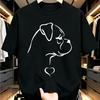 Simple White Outline Boxer With Heart Calm Casual Tee Streetwear Tee Tops 100% Cotton Slim Fit Tshirts