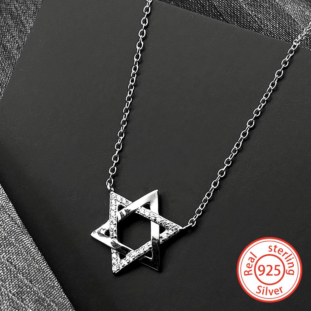925 Sterling Silver Je Star of David Zircons Pendant Necklace for Women Silver Color Choker Chain Israel Magen Jewelry Gift