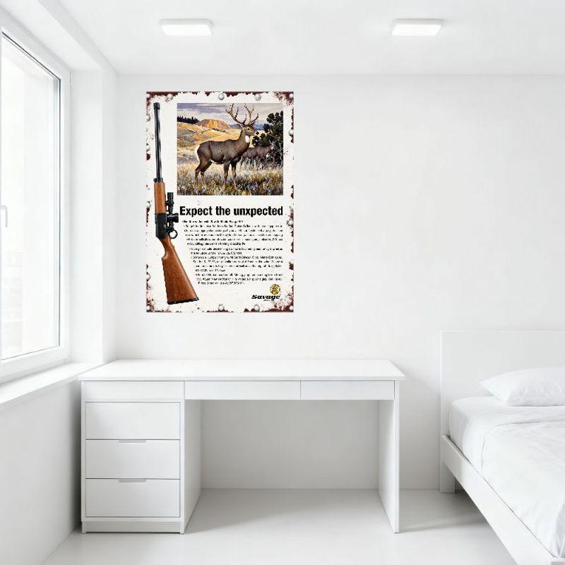 Vintage Savage Firearms Rifle Deer Hunting Metal Tin Sign Rustic Man Cave Wall Decor 179.25 Price Field Test New Mexico