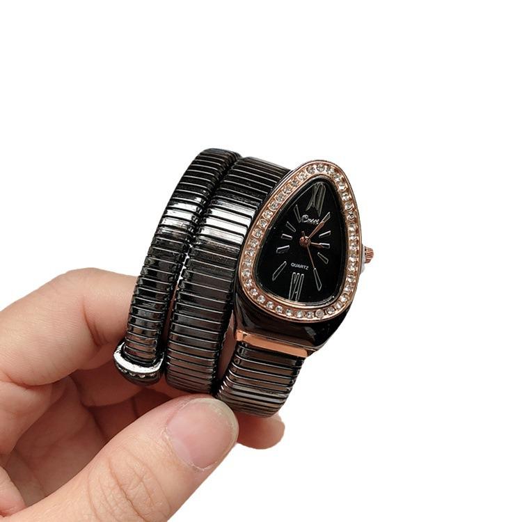 Girls' Creative Snake-Shaped Bangle Quartz Watch