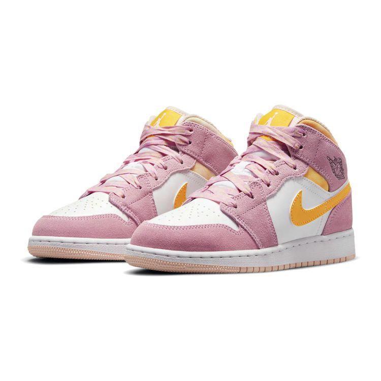 Air Jordan 1 Mid SE GS Rosa Artico Chiaro Oro Universitario Bianco DC9517-600