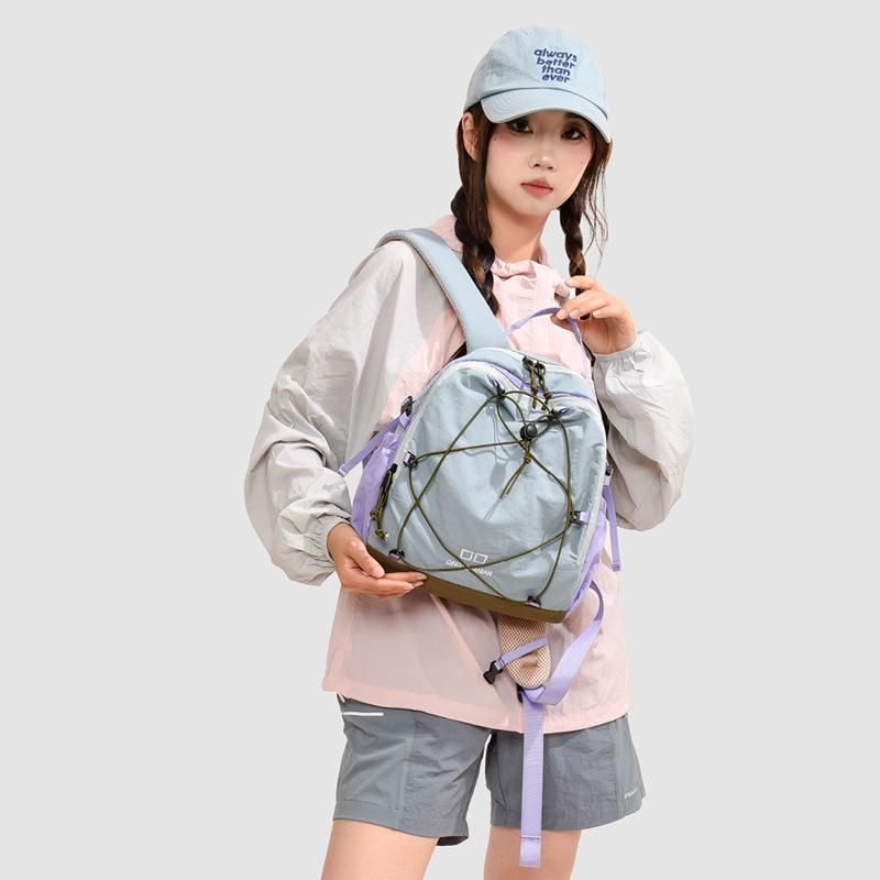 Schoolbag Outdoor Sports Backpack New Contrasting Color Splicing Hiking Bag Mountain Drawstring Leisure Children's Travel Backpack