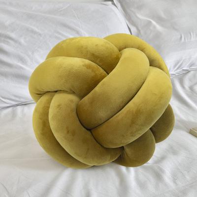 Pillow Manual Braided Knot Solid Color Round Ball Shape Plush Elastic Sleeping