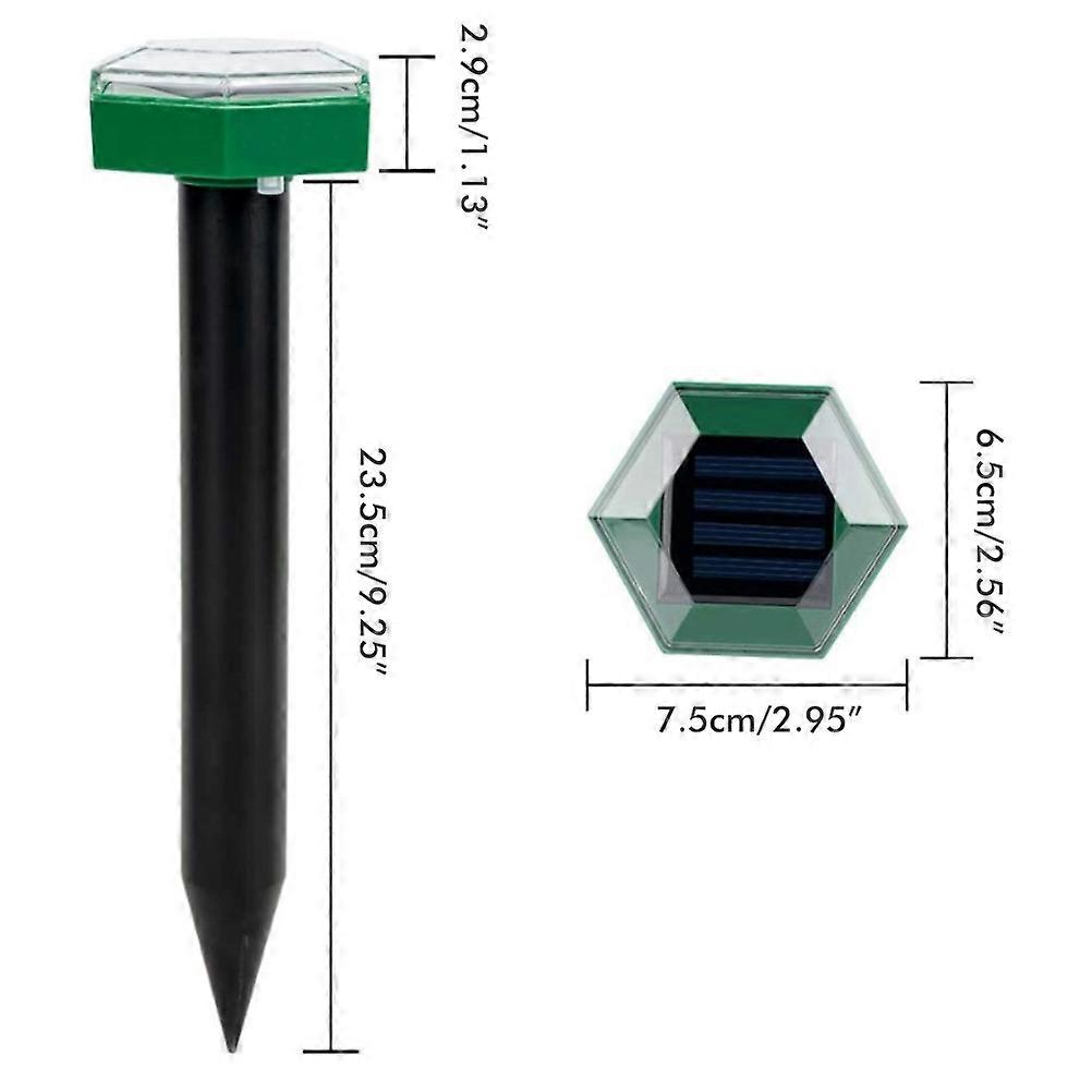 4Pcs Solar Mole Repellent Ultrasonic Outdoor Waterproof Sonic Deterrent Mole Stopper Rodent Gopher Chaser for Lawn Garden Yard Home